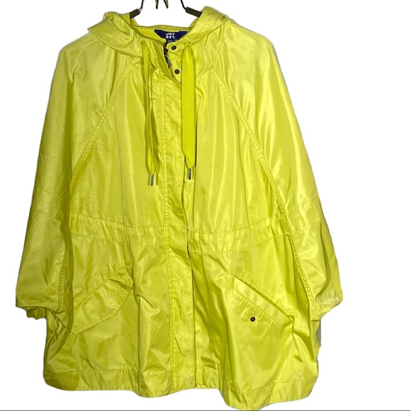 JoyLab Zip-Up Water Resistant Rain Coat Yellow L, 100% Recycled Polyester. - Picture 3 of 16